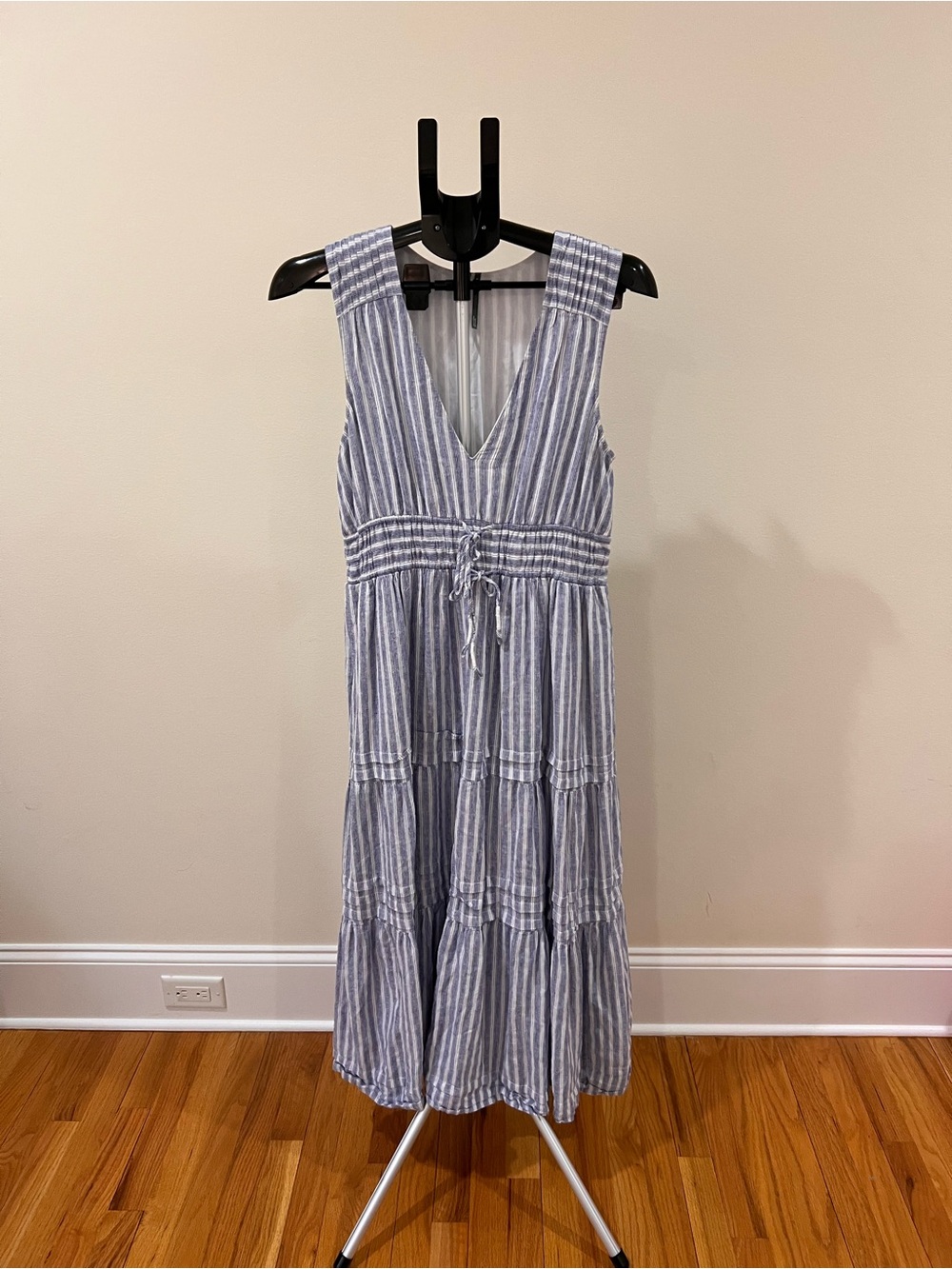 Somerset Blue Striped sleeveless V-Neck Tiered Maxi Dress - Picture 5 of 6
